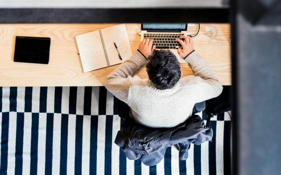 employee working on laptop