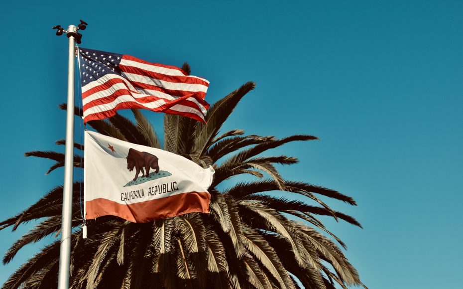 california and american flags