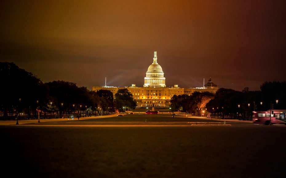 us congress building at night